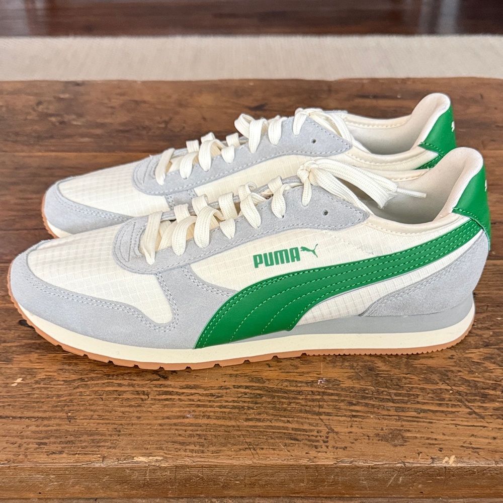 Mens Puma Green Gray White SR Siege Retro Sneaker Size 9